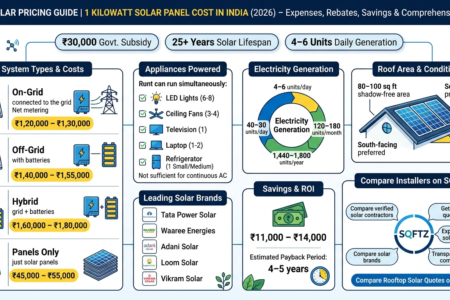 1 Kilowatt Solar Panel Cost in India